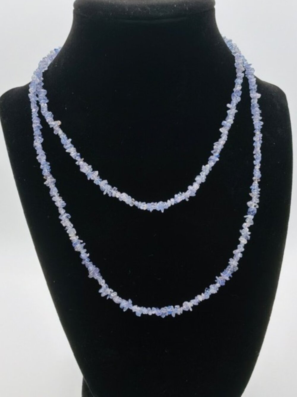 BEAUTIFUL TANZANITE CHIP ENDLESS STRAND NECKLACE SET ~ 2 STRANDS ~ LENGTH 30"